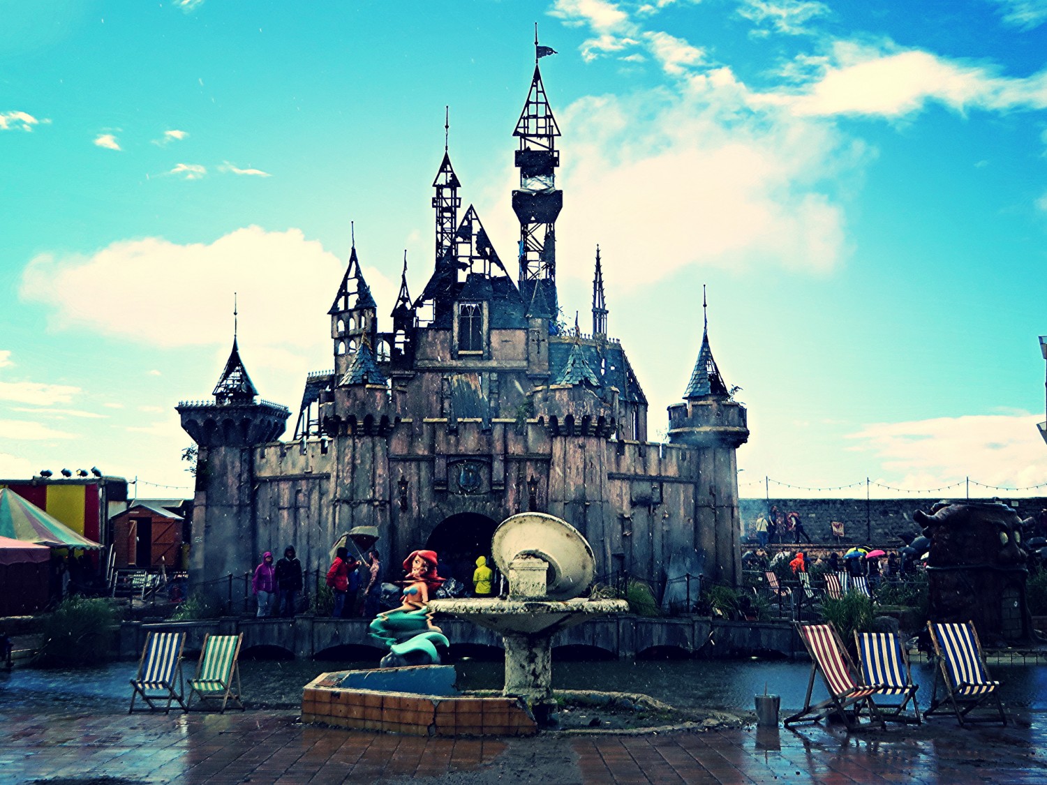 cinderella's castle, weston super mare, banksy, dismaland